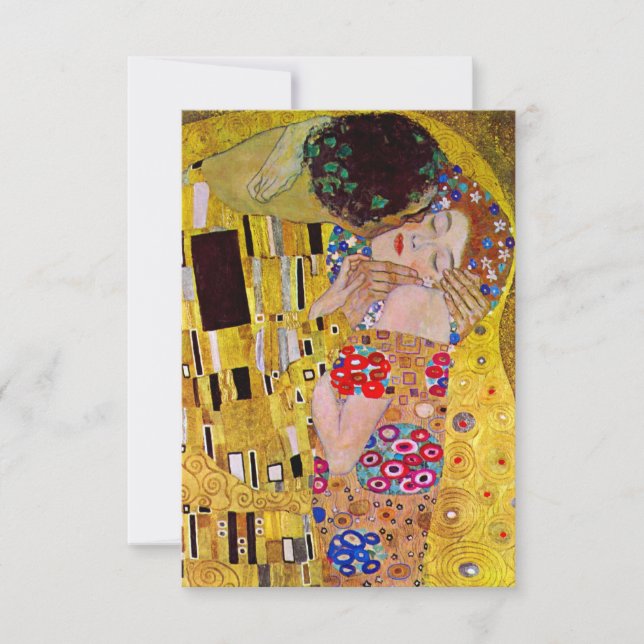 Carte de réponse RSVP ; Le baiser de Gustav Klimt (Devant)