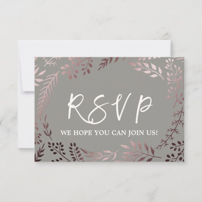 Carte de réponse RSVP Menu Élégante Rose Gold et G (Devant)