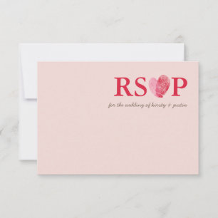 CARTE DE RÉPONSE RSVP mignon empreinte cardiaque c