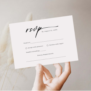 Carte de réponse RSVP minimaliste de script élégan