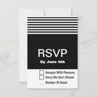 Carte de réponse RSVP moderne en noir et blanc 3,5