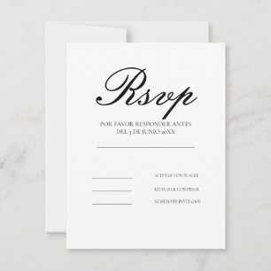 Carte de réponse RSVP moderne propre et élégante e