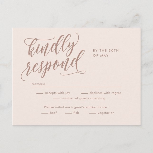 Carte de réponse RSVP modifiable à la couleur Féli (Devant)