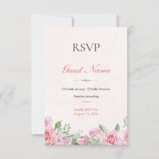 Carte de réponse RSVP modifiable avec roses saumon