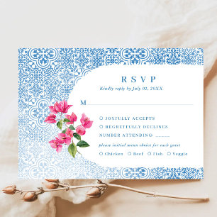 Carte de réponse RSVP motif de tuiles méditerranée