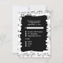 Carte de réponse RSVP Musique Abstraite Noir et Bl