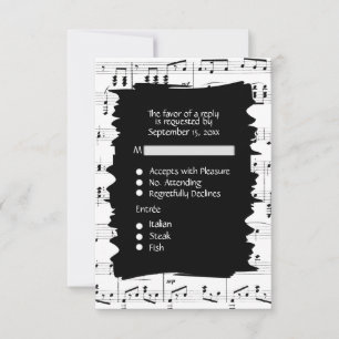 Carte de réponse RSVP Musique Abstraite Noir et Bl