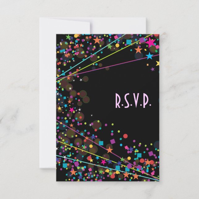 Carte de réponse RSVP Neon Lights Sweet 16 Club Pa (Devant)