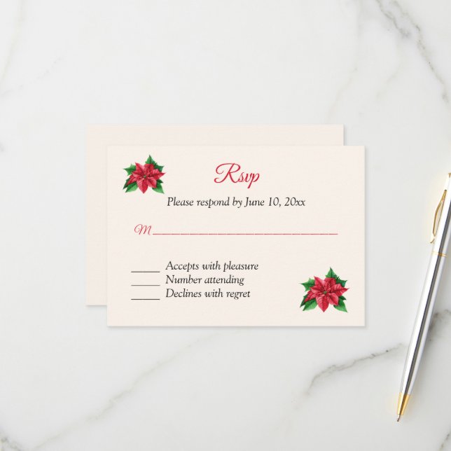 Carte de réponse RSVP Noël (Devant/Arrière en situation)