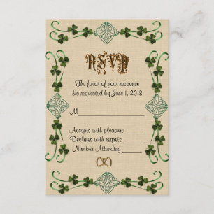 Carte de réponse RSVP noeud Irish Unity