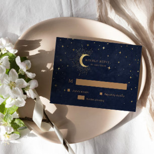 Carte de réponse RSVP or Crescent Céleste Lune