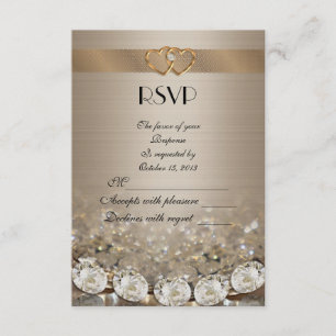 Carte de réponse RSVP or et diamants