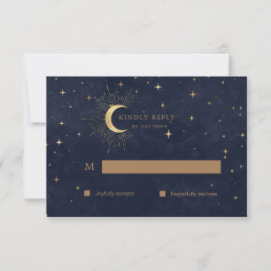 Carte de réponse RSVP or Quinceanera lune céleste