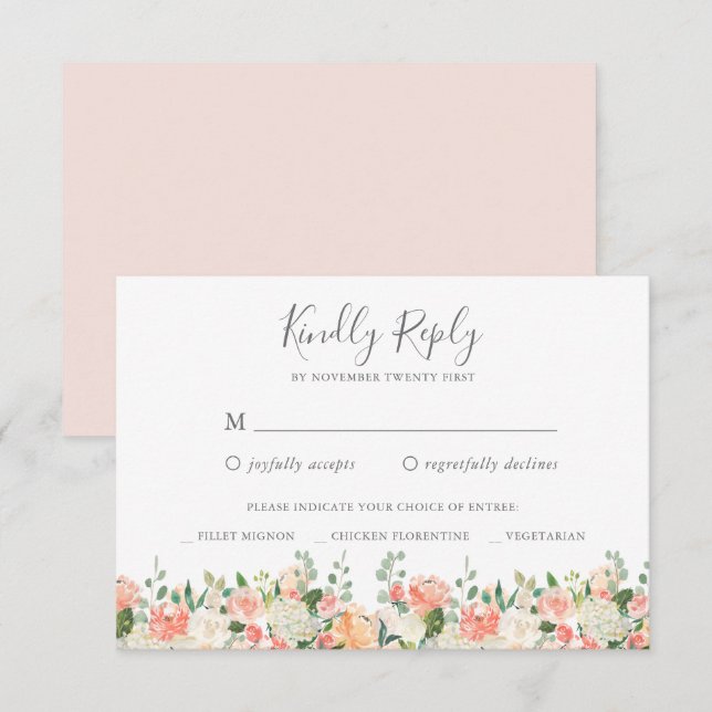 Carte de réponse RSVP Peach and Cream (Devant / Derrière)