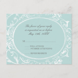 Carte de réponse RSVP Peacock Baroque - Vert bleu