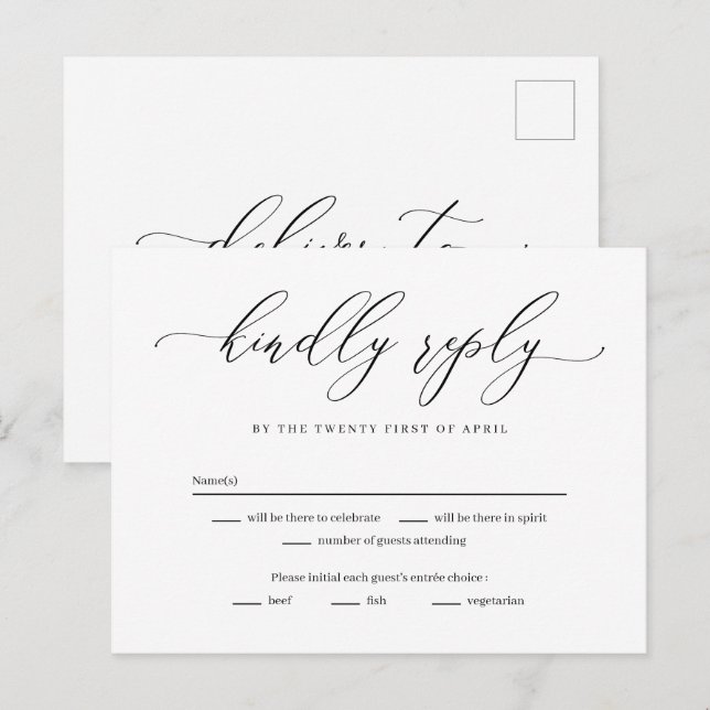 Carte de réponse RSVP pour Forever Love Editable C (Devant / Derrière)