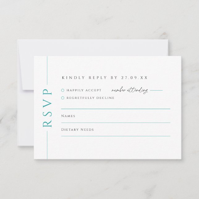 Carte de réponse RSVP pour invitation de mariage m (Devant)
