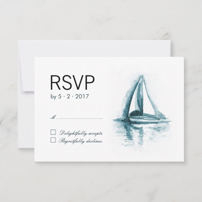 Carte de réponse RSVP pour le mariage de bateau à  (Devant)