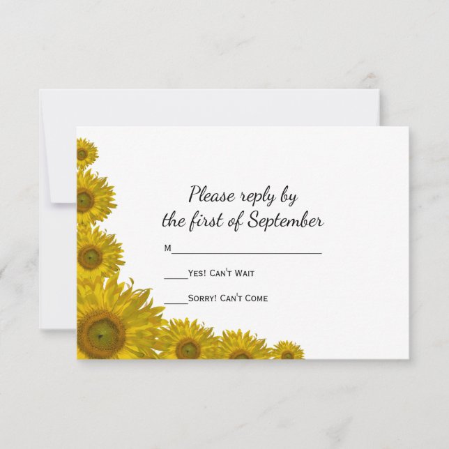 Carte de réponse RSVP pour le mariage du tournesol (Devant)