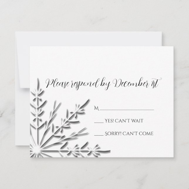 Carte de réponse RSVP pour le mariage hivernal de  (Devant)