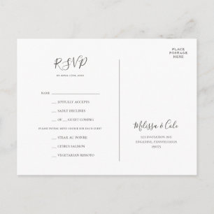 Carte de réponse RSVP pour le menu Charcoal Hive