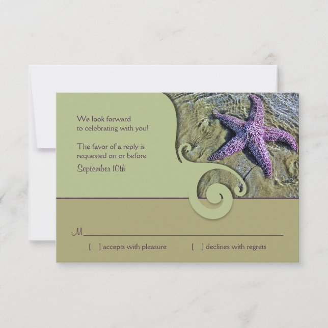 Carte de réponse RSVP pour mariage à destination S (Devant)