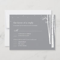 Carte de réponse RSVP pour mariage en forêt hivern