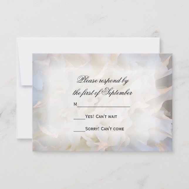 Carte de réponse RSVP pour mariage floral blanc (Devant)