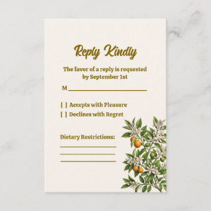 Carte de réponse RSVP pour mariage Florida Orange
