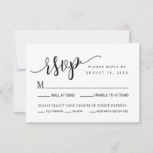 Carte de réponse RSVP pour mariage simple et moder