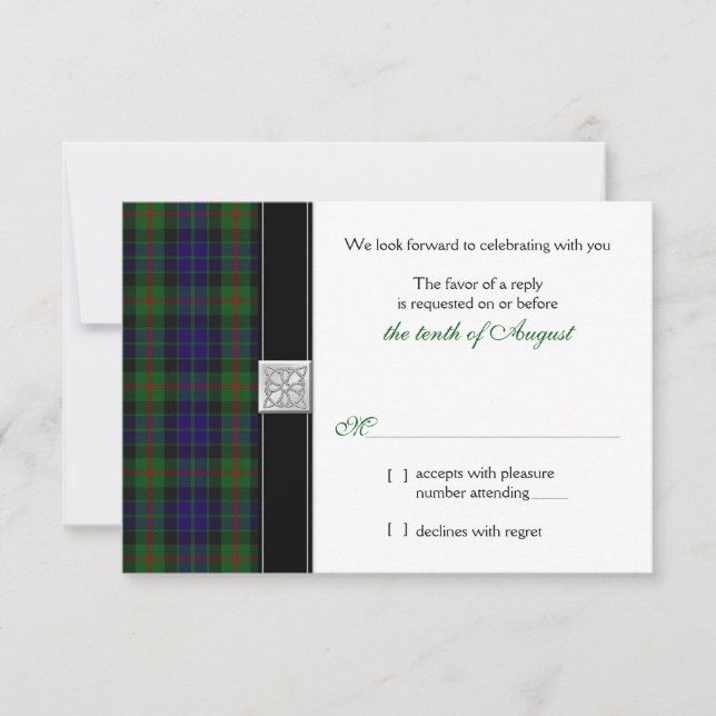 Carte de réponse RSVP pour un mariage avec le tart (Devant)