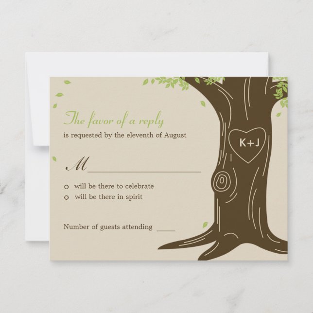 Carte de réponse RSVP pour un mariage sous le chên (Devant)