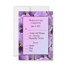 Carte de réponse RSVP Purple Pansy avec choix d'en