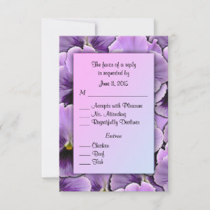 Carte de réponse RSVP Purple Pansy avec choix d'en