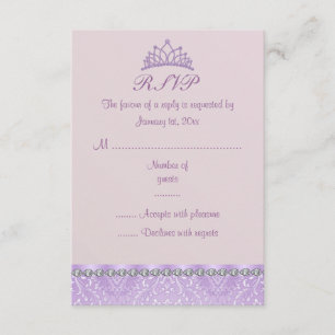 Carte de réponse RSVP Purple Tiara & Damask Sweet1