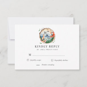 Carte de réponse RSVP renard mystique rustique