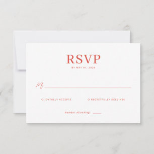 Carte de réponse RSVP rouge sophistiquée