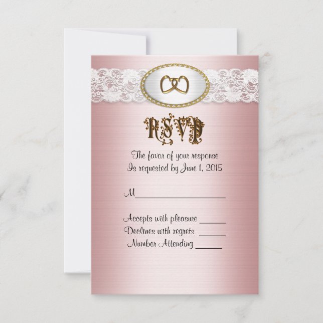 Carte de réponse RSVP Satin rose (Devant)
