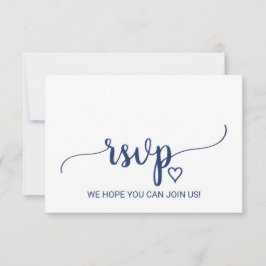 Carte de réponse RSVP simple calligraphie bleu mar