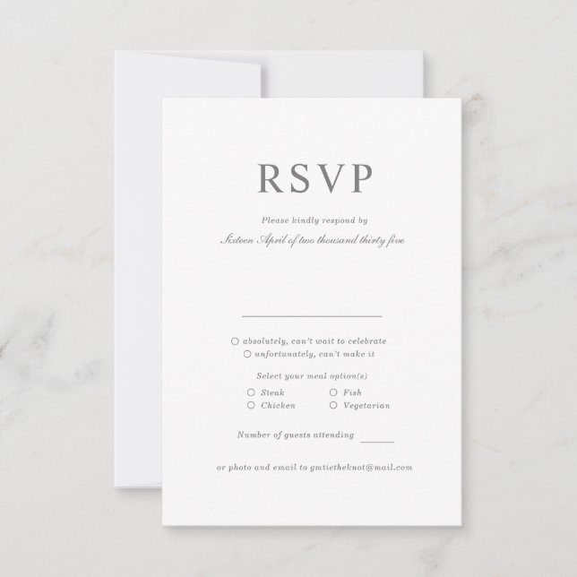 Carte de réponse RSVP simple classique (Devant)