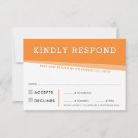 CARTE DE RÉPONSE RSVP simple moderne gras orange