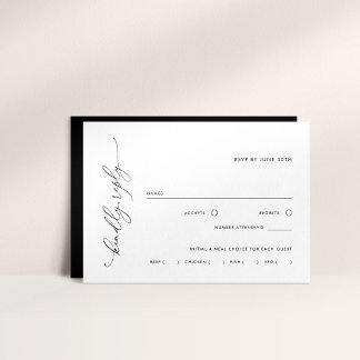 Carte de réponse RSVP simple noir et blanc pour ch
