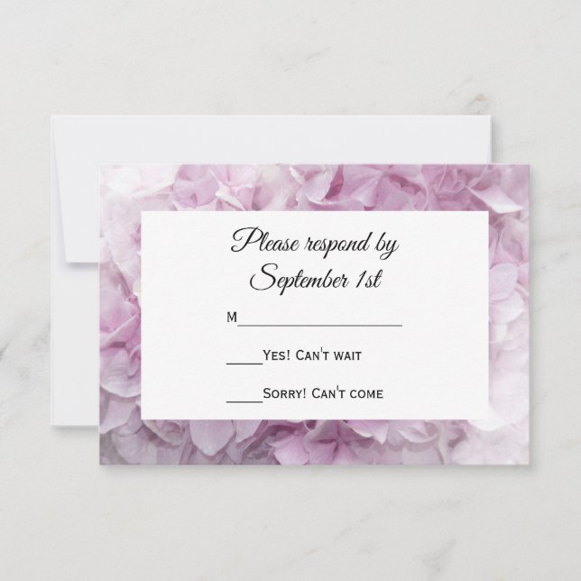 Carte de réponse RSVP Soft Pink Hydrangea Wedding (Devant)