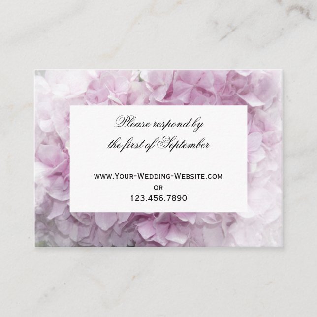 Carte de réponse RSVP Soft Pink Hydrangea Wedding (Devant)