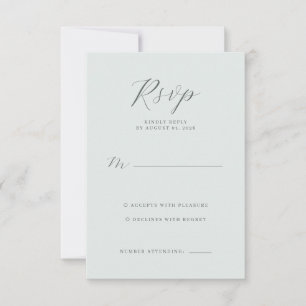 Carte de réponse RSVP Vert Pâle Élégant
