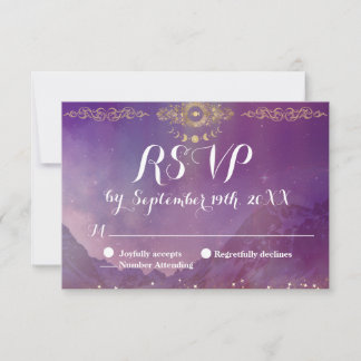 Carte de réponse RSVP Violet Sky Gold Moon