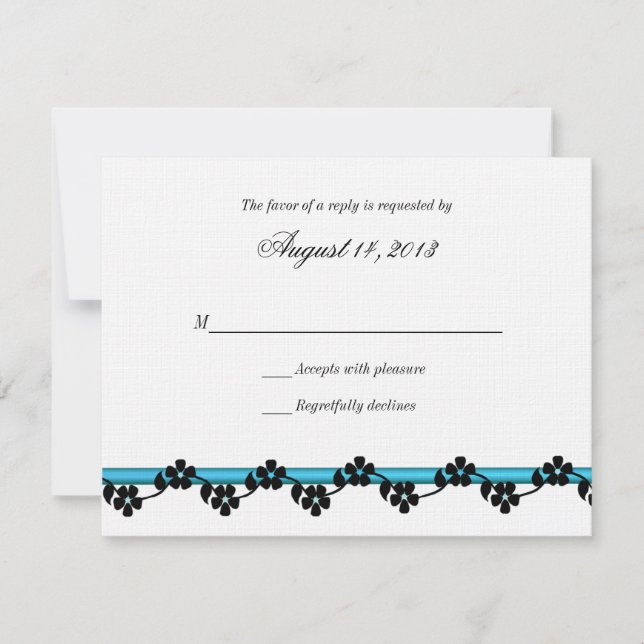 Carte de réponse ruban et fleurs (Devant)