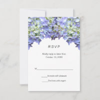 Carte de réponse simple pour mariage aux hortensia