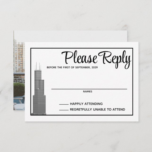 Carte de réponse Skyline de Chicago (Devant / Derrière)