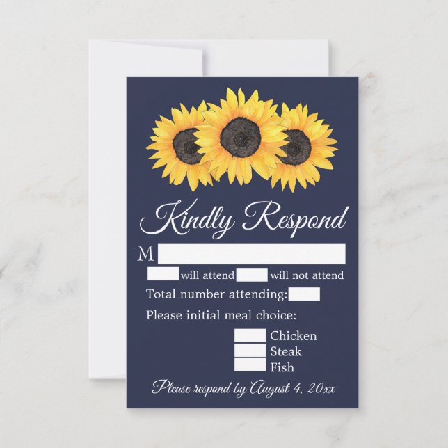 Carte de réponse Sunflower Country Blue (Devant)